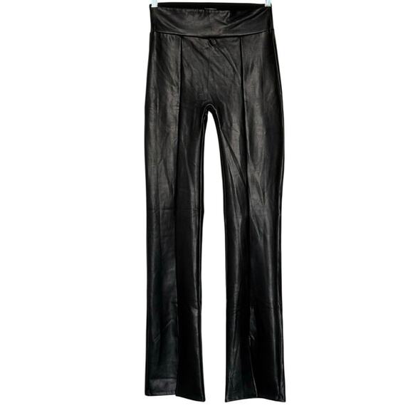 NWT Abercrombie & Fitch Faux Leather Pants Split Front Black Sz Small/Long - Picture 2 of 9